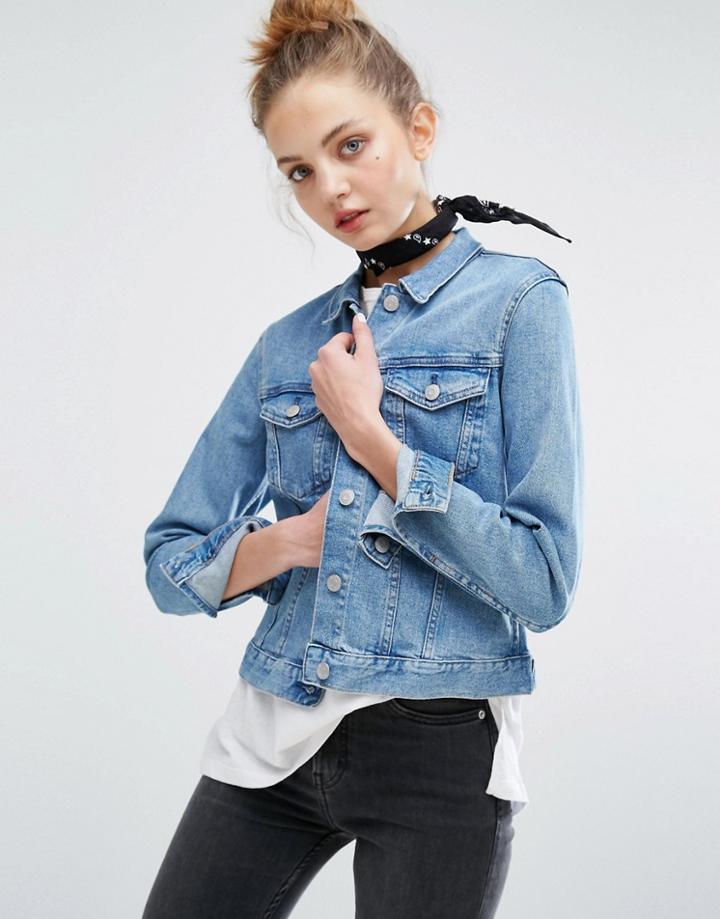 Weekday Shrunken Denim Jacket - Blue
