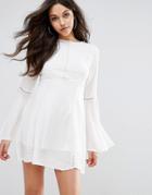 Prettylittlething Crochet Lace Insert Swing Dress - White