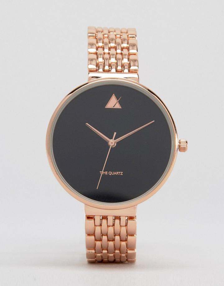 Asos Large Matte Black Face Watch With Skinny Bracelet Strap - Gold