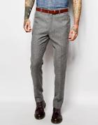 Asos Slim Smart Pants In Tweed - Gray