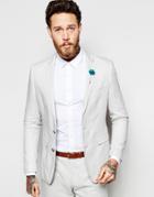 Feraud Premium 55% Linen Suit Jacket In Pale Steel Gray - Gray