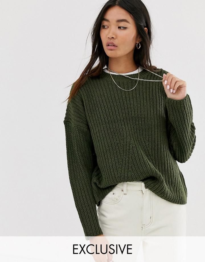 Only Rib Knitted Sweater-green