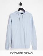 Asos Design Lightweight Hoodie In Light Blue - Lblue