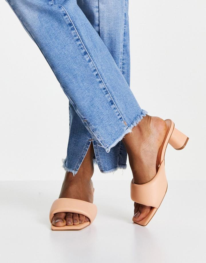 Mango Padded Heeled Mule Sandals In Coral-orange