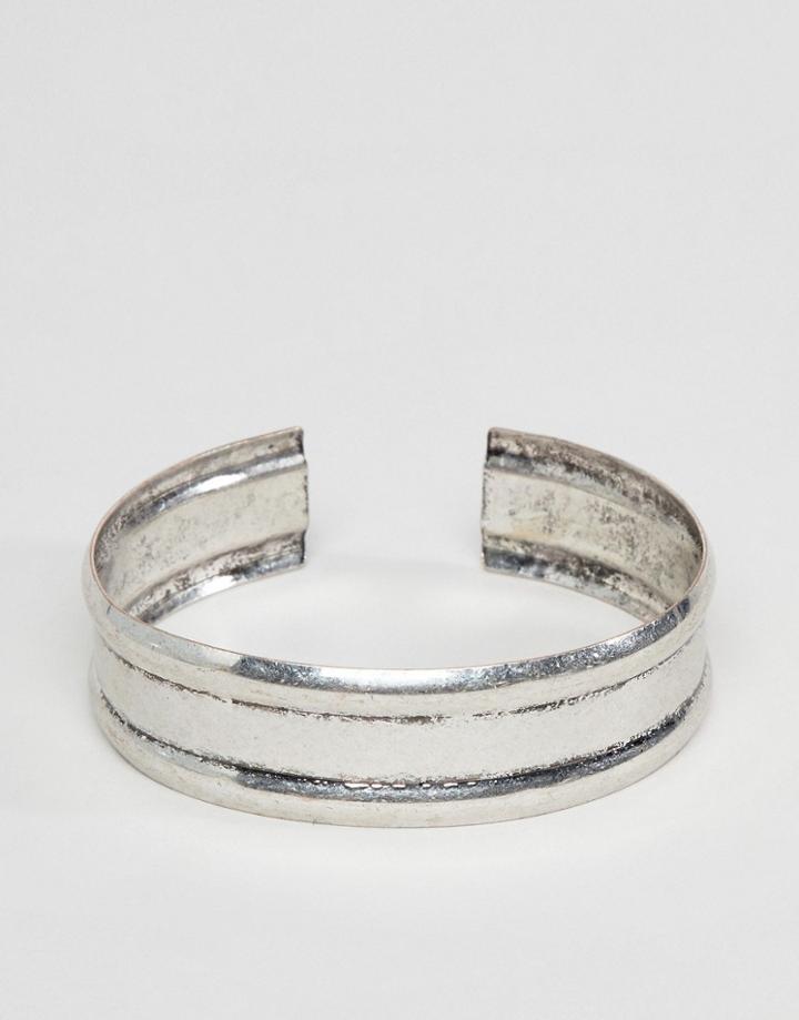 Asos Design Thick Burnished Arm Cuff - Silver