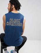 Asos Sleeveless T-shirt With Dropped Armhole And Gothic Back Print - Blue