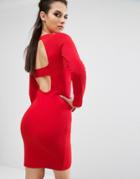 Kendall + Kylie Banded Back Long Sleeve Dress - Red
