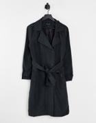 Brave Soul Vanity Belted Maxi Coat In Black