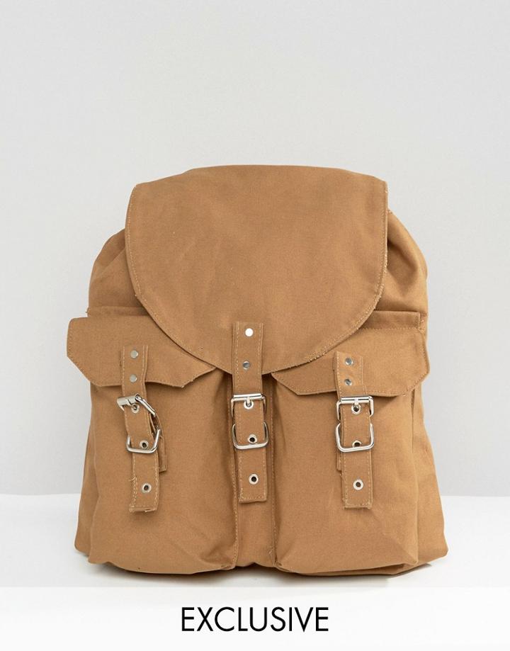 Reclaimed Vintage Canvas Backpack Khaki - Green