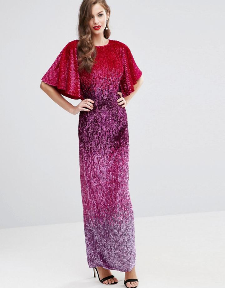 Asos Red Carpet Ombre Embellished Caftan Maxi Dress - Multi