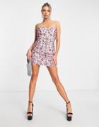 Asos Design Bandeau Sweetheart Neckline Embellished Mini Dress-multi