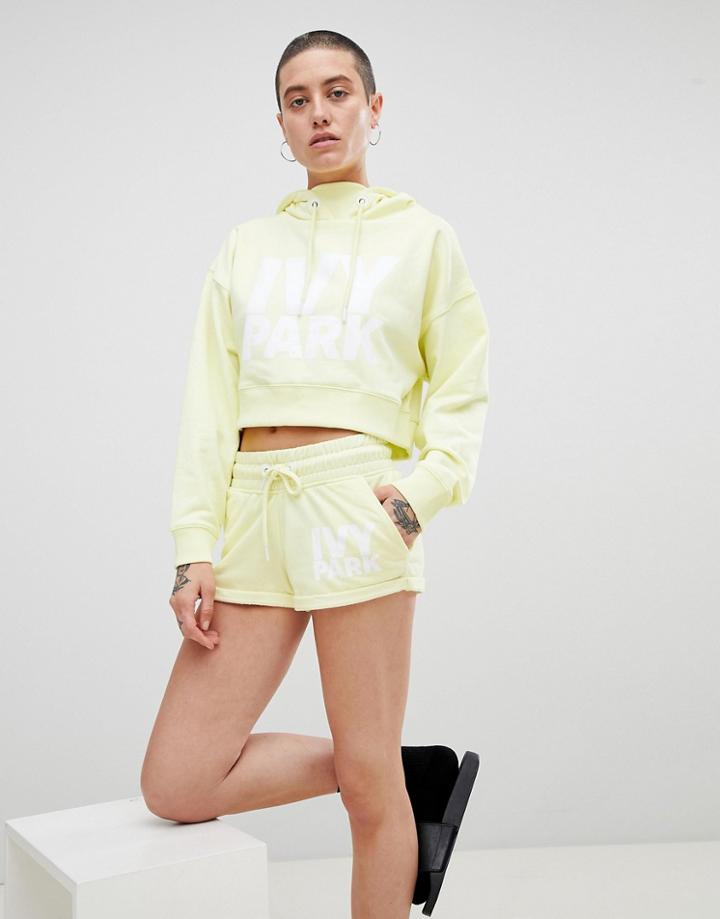 Ivy Park Logo Jersey Shorts In Yellow - Yellow