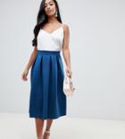 Asos Design Petite Scuba Midi Prom Skirt - Blue