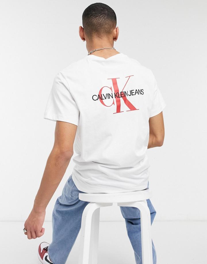 Calvin Klein Jeans Monogram Logo Back Print T-shirt In White