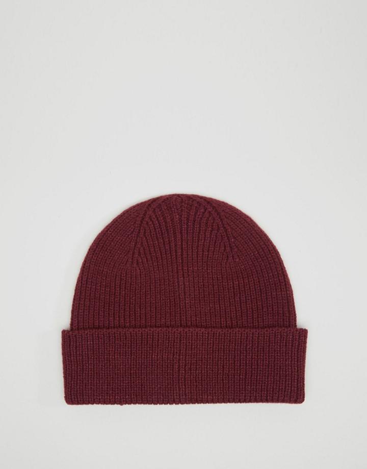 Asos Fisherman Beanie In Plum - Purple