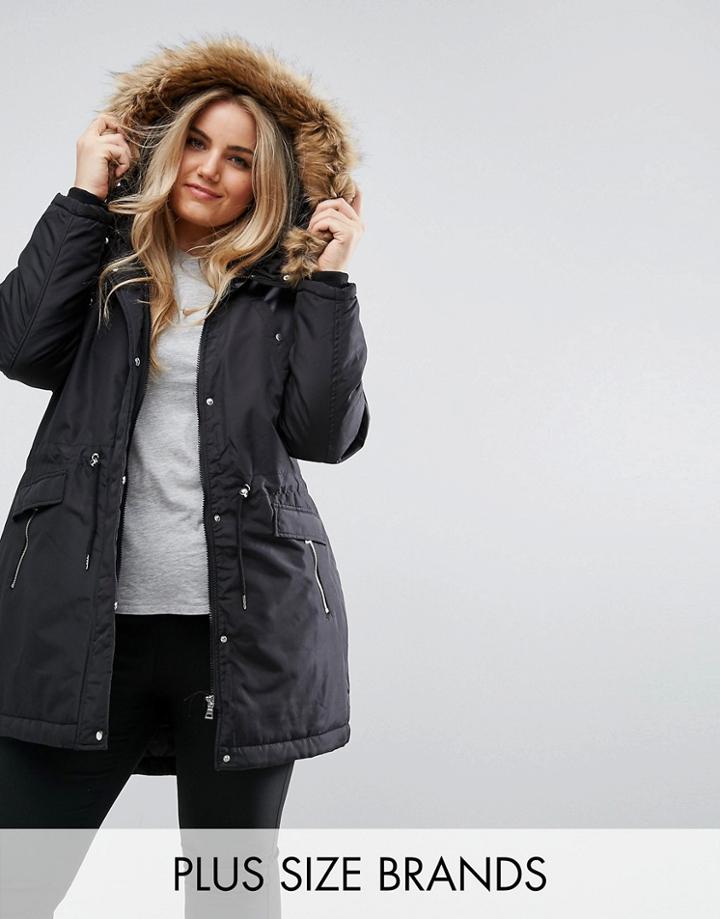 Junarose Premium Parka With Faux Fur Hood - Multi