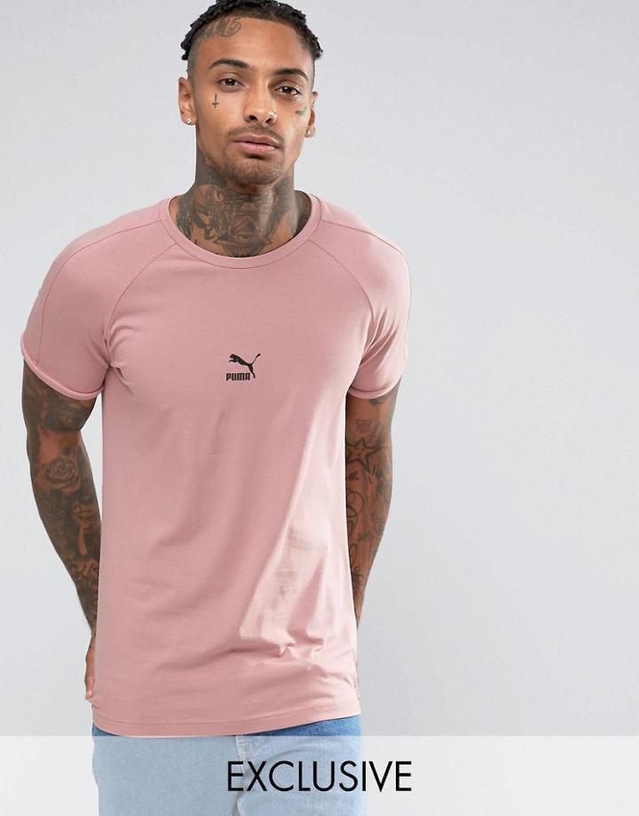 Puma T7 Logo Muscle Fit T-shirt In Pink 57443304 - Pink