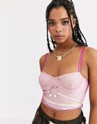 Zya Stuctured Cami Top With Pearl Ring-purple