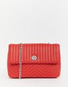 Pull & Bear Quilted Crossbody Bag - Red