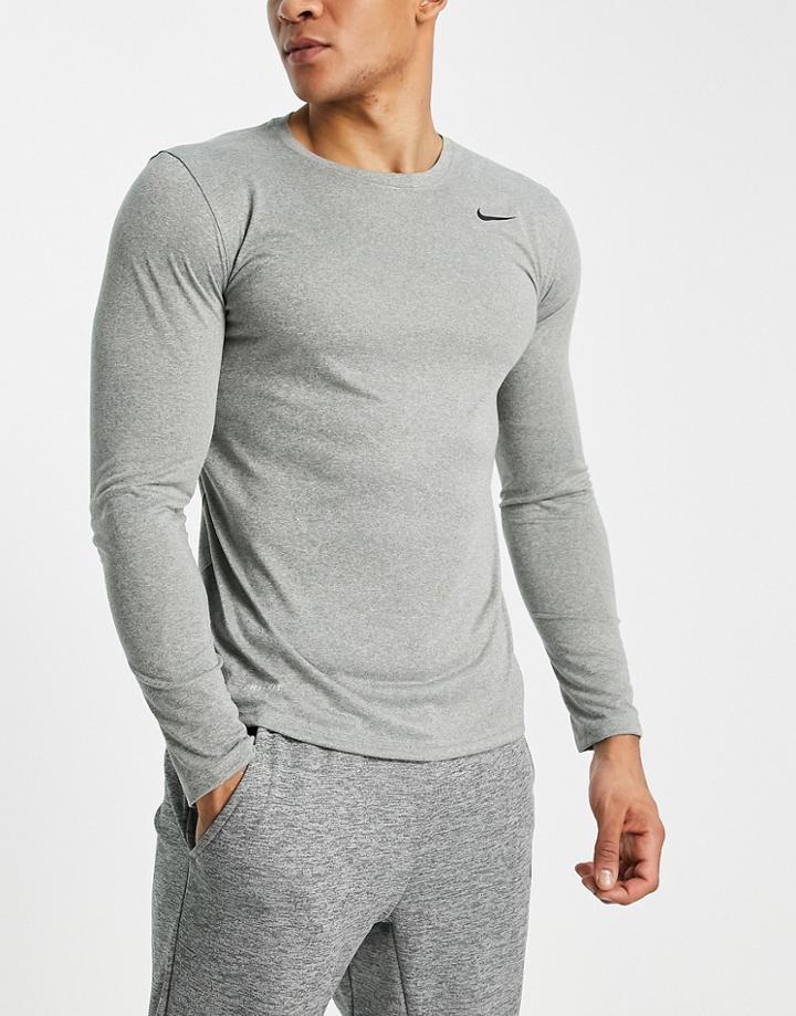 Nike Training Dri-fit Legend 2.0 Long Sleeve T-shirt In Gray Heather