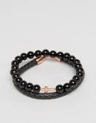 Simon Carter Bracelet Pack In Leather And Onyx - Black