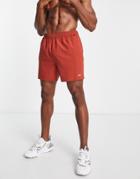 Asos 4505 Icon Training Shorts In Mid Length In Brick Red