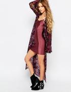 Ebonie N Ivory Maxi Kimono In Luxury Festival Velvet - Purple