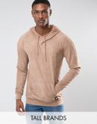 Sixth June Tall Oversized Hoodie In Stone Suedette - Stone