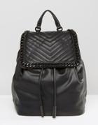 Aldo Backpack With Chevron & Chain Detail - Black