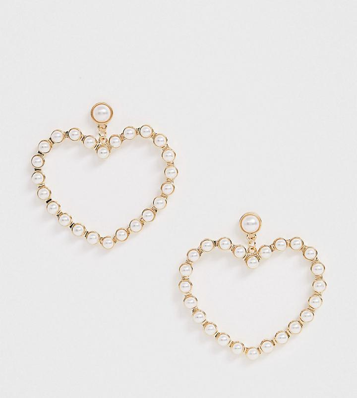 Aldo Pearl Trim Heart Earrings - White