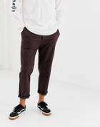 Asos Design Relaxed Cropped Chinos In Dark Brown - Brown