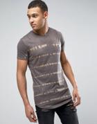 Religion Longline T-shirt With Dye Stripe Print - Gray