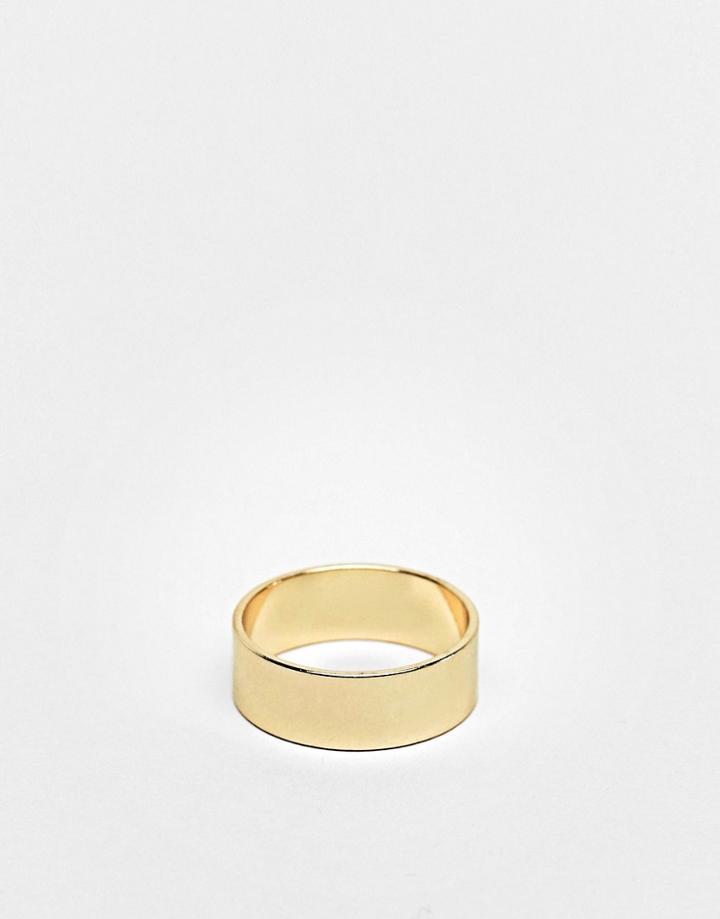 Asos Design Band Ring In Gold Tone