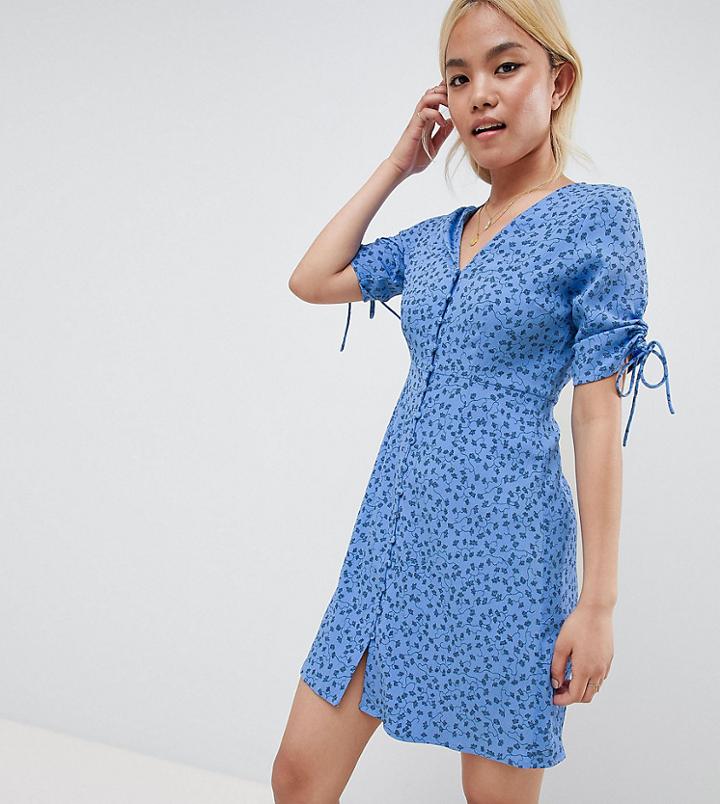 Vero Moda Petite Floral Tea Dress - Blue