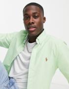 Polo Ralph Lauren Icon Logo Slim Fit Oxford Shirt In Green