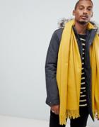 Asos Design Blanket Scarf In Mustard-yellow