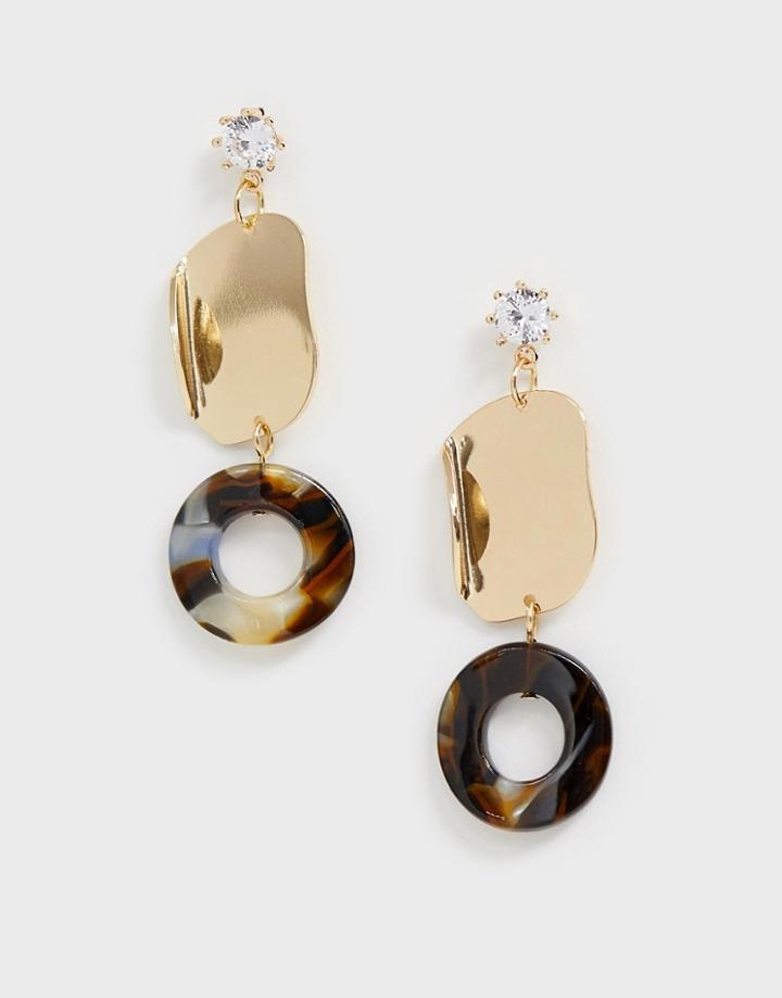 Nylon Drop Circle Earrings-gold