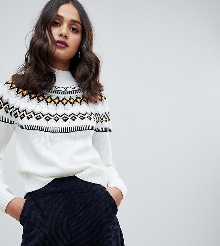 Miss Selfridge Sweater In Fairisle-cream