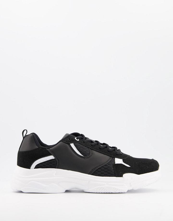 Brave Soul Chunky Sole Sneakers In Black Mesh