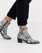 Depp Snake Effect Western Boots With Silver Toe Caps-multi
