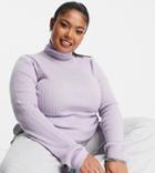 Collusion Plus Ribbed Turtle Neck Sweater In Lilac-purple