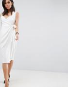 Asos Shawl Collar Wrap Dress - White