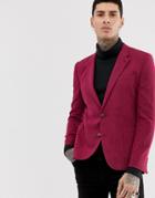 Asos Design Skinny Blazer In Pink Cross Hatch