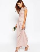 Asos Wedding Lace Top Pleated Maxi Dress - Blush