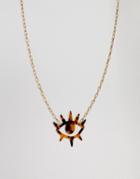 Asos Design Necklace With Resin Eye Motif Design - Gold