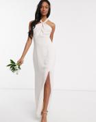 Maids To Measure Bridesmaid Halter Neck Chiffon Maxi Dress With Back Detail-neutral