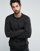 Pull & Bear Cable Knit Sweater In Black - Gray