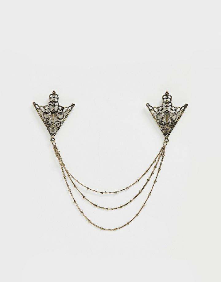 Asos Edition Intricate Collar Tips In Burnished Gold