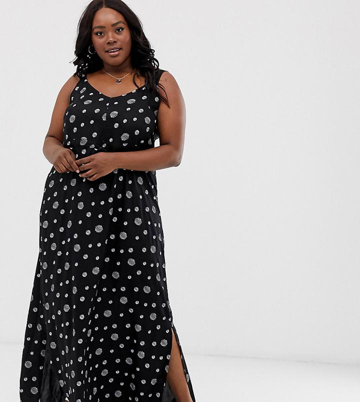 Junarose Polka Dot Maxi Dress-black