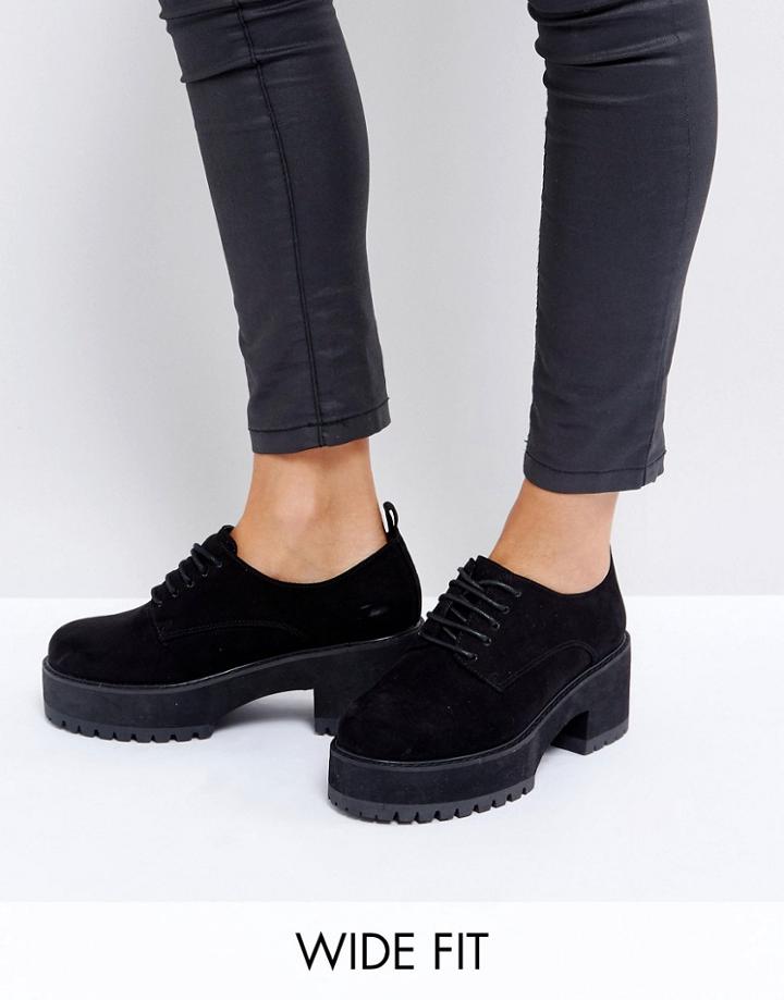 Asos Omega Wide Fit Chunky Lace Up Shoes - Black